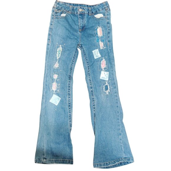 Mary-Kate & Ashley Other - Mary Kate Ashley 12 Big Girls Vintage Y2K Patchwork Distressed Flare Jeans Denim